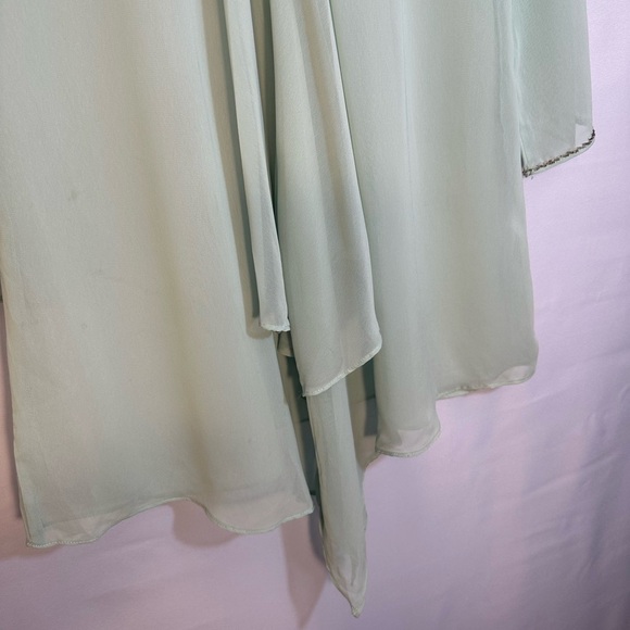 Queenora Womens Blouse Kaftan Lime Green Embedded Beads Ribbon Tunic Tunic Sz L - Picture 12 of 16